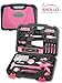 Apollo Tools 135 Piece Household Pink Hand Tools Set with Pivoting Dual-Angle 3.6 V Lithium-Ion Cordless Screwdriver - DT0773N1