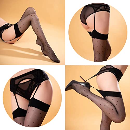 Image of Lidogirl Women's Lace Nights Garter Belt with Stockings Sheers