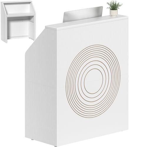 Small White Reception Desk with Counter