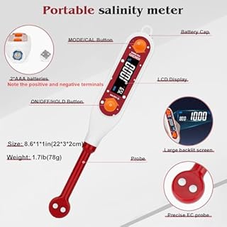 GIDIGI Salinity Meter Food Digital Salt Tester Portable Salinometer Reader Measure Salt in Fermenting Hot Soup Cooking Water Salty Food Liquid EC TDS Meter Hydrometer for Lab Water Test Aquaculture