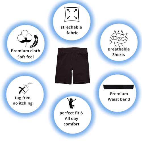 Image of Joe & Joe Shorts for Girls Premium Cotton Lycra Cycling Shorts - Pack of 2 | Inner Shorts for Yoga & Sports & School Uniform.