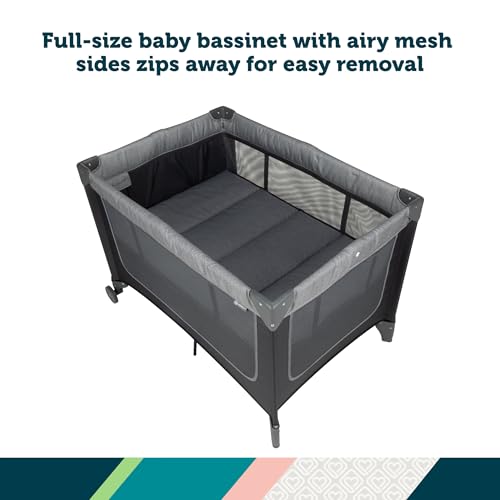 Safety 1st 4-in-1 Portable Play Yard with Bassinet, Portable Bassinet, and Flip-Away Changer, Gray - image 3