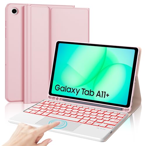 Clavier AZERTY Samsung Tab A11 Plus étui rose pour les cours et le bureau
