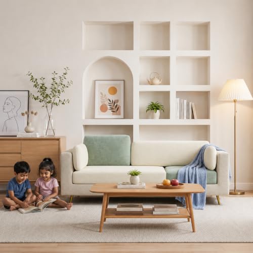 Image of Nuvola Premium Latex Fabric Sofa | 3, 4 & 5 Seater Options | 2 & 3-Toned Variants | Ultra-Soft Deep Seating Comfort | Modern Living Room Sofa | 3-Year Warranty