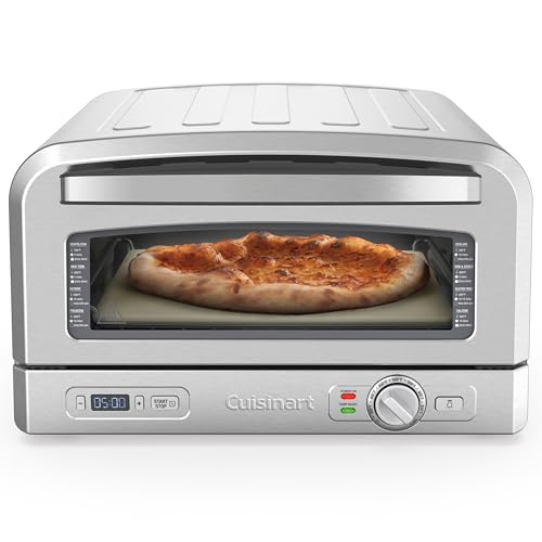 Cuisinart Indoor Pizza Oven, Bakes 12" Pizzas in Minutes, Countertop Electric Pizza Oven Heats up to 700°F, Large Viewing Window, Interior Light, Includes 12.5" Pizza Stone, CPZ-120, Stainless Steel by Cuisinart - Used condition - US$161.66