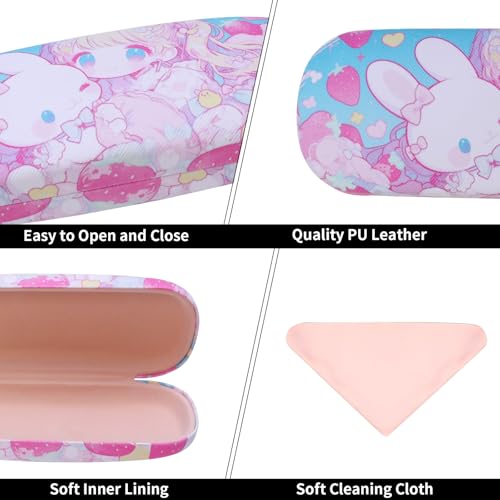 Image of PERFECTSIGHT Hard Shell Eyeglasses Case, PU Leather Protective Glasses Case, Cute Eyeglass Case for Women Men Girls
