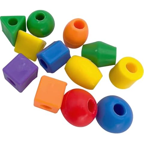 Mandarin Bird Toys by M&M 2181 Pk12 Plastic Rainbow Beads - Colorful Assorted Plastic Shapes, Versatile, Easy to Hang, Bright Bird Pleasing Colors, Classic Foot Toy, Great for Small Medium Size Pets Cover