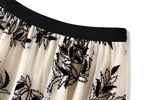 Saia feminina evasê NJNJGO, tutu de tule em camadas, saia evasê de malha flocada, cintura elástica,