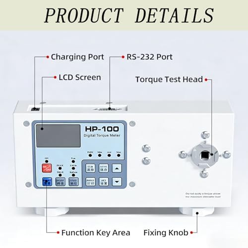 Digital Torque Meter HP-10-500, Precision Torque Gauge for Bottles & Small Parts, 10-160mm Clamping Diameter, Accurate Measurement with Box, Ideal for Professionals