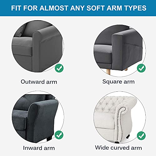 Nc Home High Stretch Polyester Sofa Armchair Armrest Covers Slipcovers Waterproof Furniture Protector Spandex Fabric Anti-Stain Washable Couch Arm Cover Slipcover, Set Of 2 (Light Gray) #TOP5