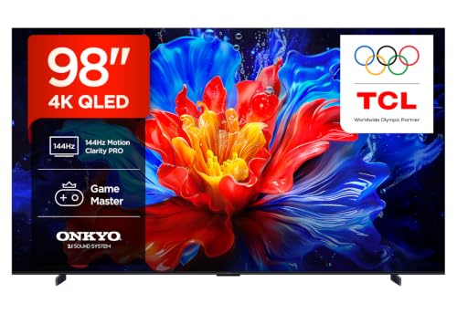 TCL 98P8K-UK 4K Ultra HD QLED Smart TV 144Hz Gaming Dolby Vision HDR10+ Google TV with BBC iPlayer Onkyo 2.1 Dolby Atmos Sound