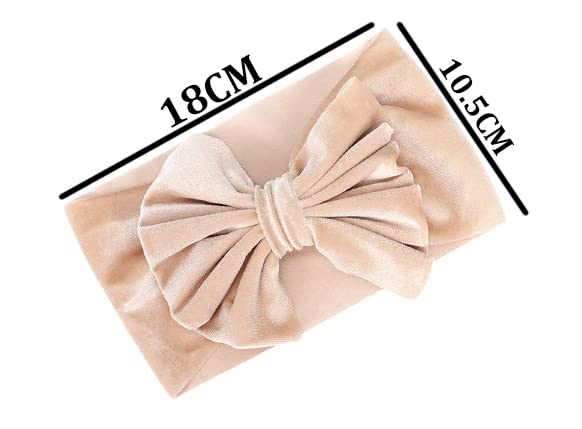 SYGA Baby Headband Velvet Bow Shape Stretchable Hairband Suitable for Newborn Infant Toddler Kids 0-3 Year (Cream) 3