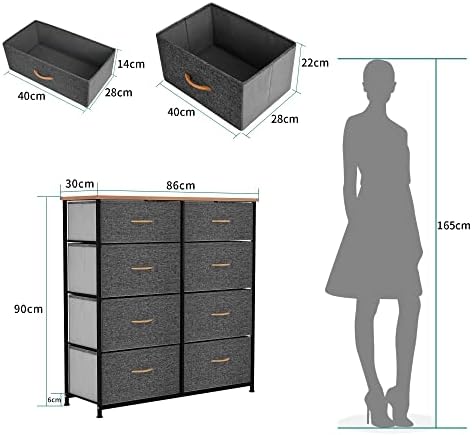 YITAHOME Chest of Drawers, Cationic Fabric 8-Drawer Storage Organizer Unit for Bedroom Living Room Closet, Sturdy Steel Frame, Easy Pull Fabric Bins & Wooden Top, Fabric Dresser