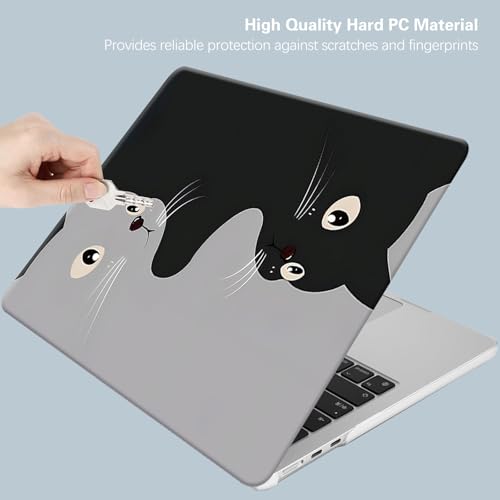 KEROM Compatible for MacBook Pro 13 Inch Case 2025 2024 2023 2022-2016 M2 M1 A2338 A2289 A2251 A2159 A1989 A1706 A1708, Cute Aesthetic Protective Plastic Hard Shell & Keyboard Cover, Two Cats by KEROM - Image 2