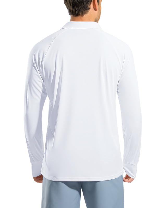 Pudolla Men's Long Sleeve Golf Polo Shirt UPF 50+ Lightweight Sun Protection Cool SPF Hiking Shirts for Men3