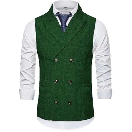 Men's Double-Breasted Suit Vest – Slim Fit Business Casual Waistcoat With Buckle For Banquet Or Daily Wear4