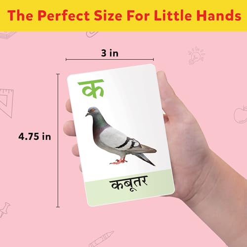 Image of Flash Cards for 3 Year Old | 72 Double-Sided English-Hindi Flashcards with 120+ Pictures | Alphabet, Animals, Fruits & Learning Cards for Kids | Preschool Educational Toy