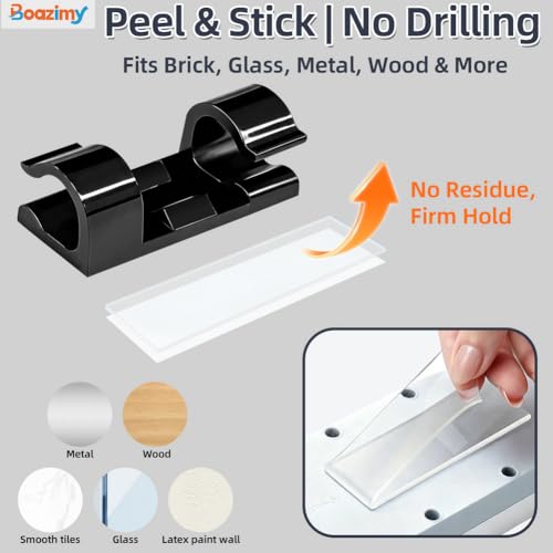 Clips de Cable Autoadhesivos 60 Piezas, Sujetacables Negros de 7.5mm con Adhesivo Fuerte, Organizador de Cables para Debajo de Escritorio, Pared, TV, PC y Ethernet miniatura 3