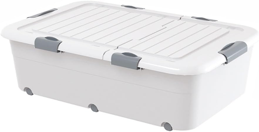 Ultra-Thin Underbed Storage Box - Moisture & Dust Proof Organizer for Clothes, Shoes & Bedding, Flat Drawer Design, Gray, 80x60x20cm - Maximize Space!