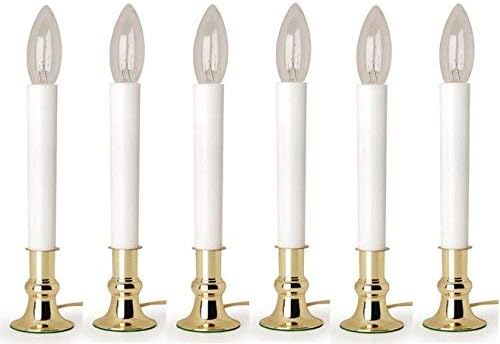 Darice Electric Welcome Candle Lamp W/Sensor Boxed-7 Watts, White / Brass, 9"