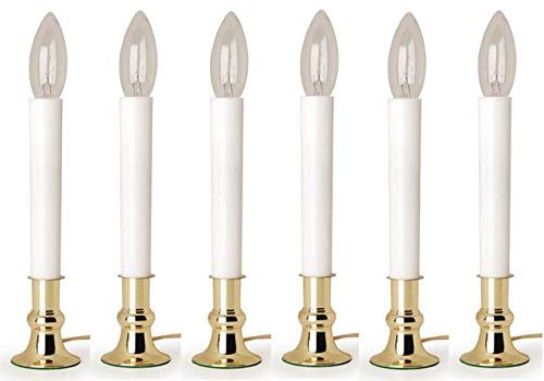 Darice Electric Welcome Candle Lamp W/Sensor Boxed-7 Watts, White / Brass, 9"