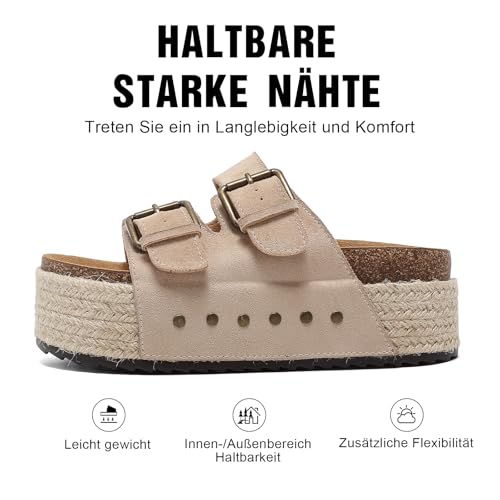 Sandales plateforme femme à boucle réglable et semelle en liège