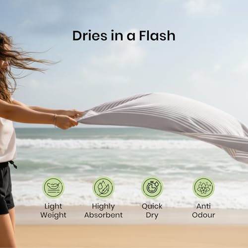 Image of Mush Grab & Go Bamboo Travel Towel | 100% Bamboo Bath Towel for Beach, Hiking & Gym Towel for Men Workout | Quick Dry & Compact Towels with Travel Bag | 60x120 cms, 250GSM | Pack of 2 (Red & Grey)