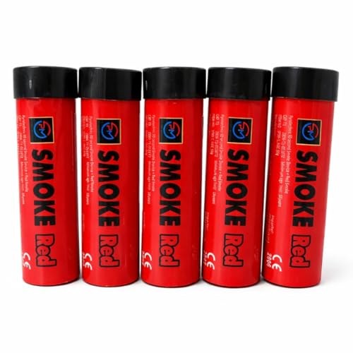 Red Smoke Flares 5-Pack 90 Second Wire Pull | T1-Rated for Celebrations Photoshoots & Outdoor Events