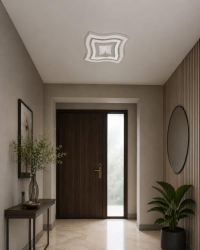 Image of FILLISKA Aluminium Luxurious 3 in 1 Led Ceiling /Wall Chandelier Light with 3 Step Colour Changing Function (Acrylic White Square-671 /3)
