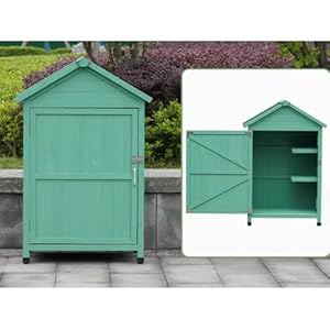 KIBONCY Holzschrank for den Außenbereich mit spitzem Dach, wasserdichter Gartengeräteschuppen, wetterbeständiger Organizer for Gartengeräte(A)