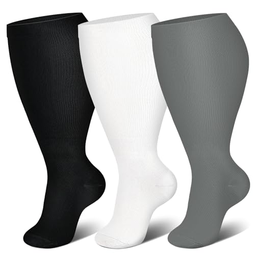 Genovega 3 Pairs Knee-High Compression Socks, 15-20 MmHg, Wide - View #9