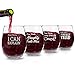 DU VINO Dear Santa Funny Christmas Stemless Wine Glass (Set of 4) - 15 oz - Naughty, Cheerful Holiday Party Cups- Gift Exchange Idea to Celebrate X'mas