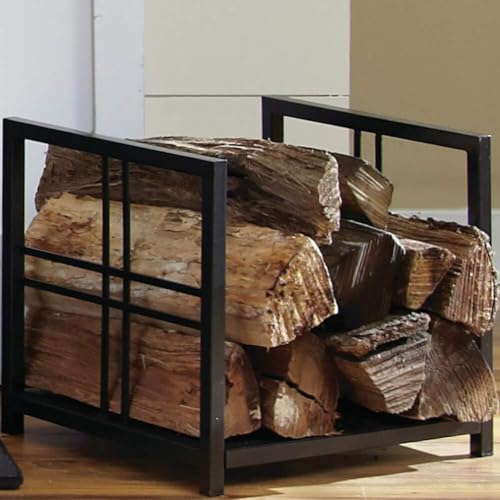 Range-bûches en métal rectangulaire pour stockage bois intérieur