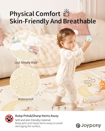 Image of Baby Play Mat, 47 x 47 Inch Foldable Play Mats for Babies and Toddlers, Waterproof & Anti-Slip Portable Baby Floor Mat for Baby Playpen, Baby Mat for Floor with Travel Bag