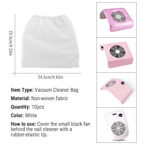 Miniatura 2 de Uadme Bolsas Aspiradora Uñas, Bolso De Polvo Del Clavo Colector, 10 Bolsas De Repuesto Para Aspiradora, No Tejida, Herramienta De Manicura