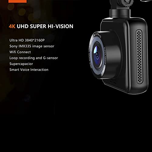 Dash Cam, 4K WiFi Car Driving Recorder, Phone APP Control, Recording, Parking Monitoring, Gravity Se