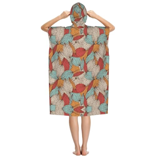 Peignoir à capuche imprimé feuilles adulte pour piscine et plage léger