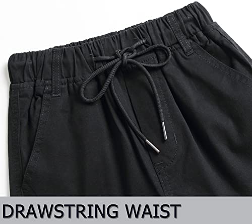 Loktarc Big Boys Pull On Cargo Pants Kids Slim Fit Drawstring Jogger Black 12-13 Years/Size 160 #TOP2