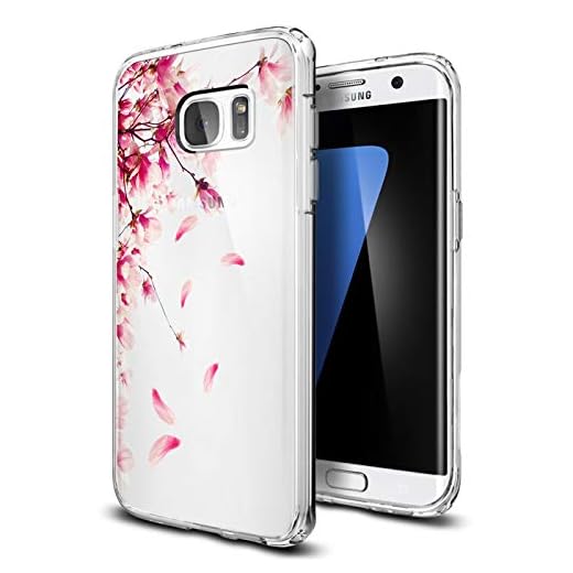 Verco Mobilskal för Samsung Galaxy S7 Edge, stötsäker stötfångare för Galaxy S7 Edge skydd silikon, bakre skal klar med motiv, blomma