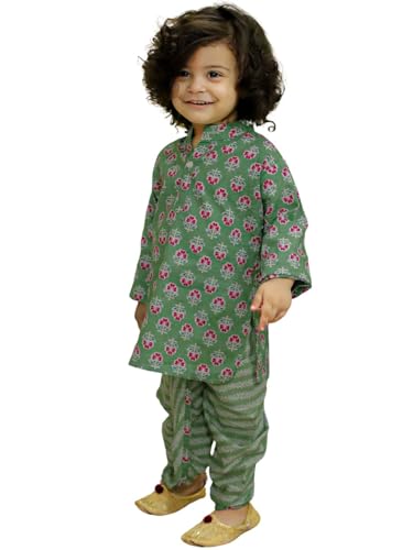 Image of BownBee Infant Pure Cotton Dhoti Kurta Set for Boys, Full Sleeve Kurta & Printed Dhoti Set for Baby Boys, Traditional Ethnic Wear for Kids Boy, Ideal for all Festivals