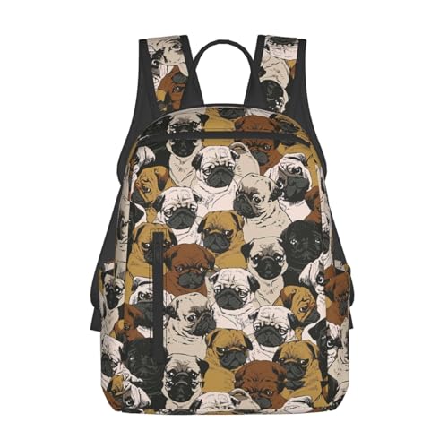Sac à dos imprimé carlin compact et léger pour loisirs et travail