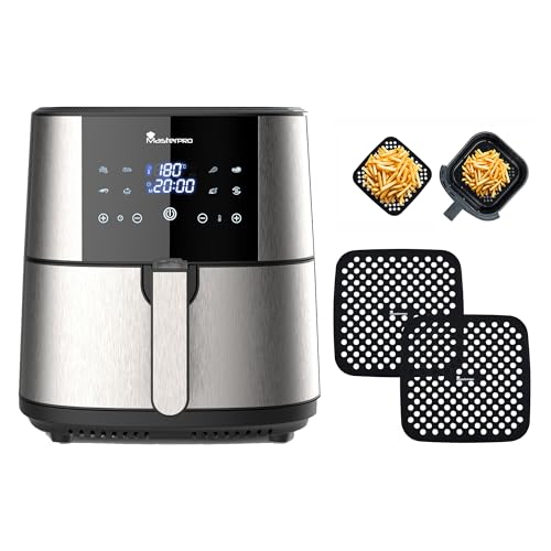 Pack Freír Sin Aceite | MasterPRO ROCKET 600 | Freidora de Aire 6L Pantalla Táctil y 1800W + 2 Alfombrillas de Silicona | Cocción Saludable Anti adherente & Fácil Limpieza sin que se Peguen los alimet