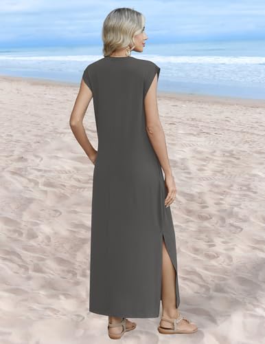 Image of Zeagoo Summer Dresses for Women 2026 Long Maxi Sundresses Loose Split Wrinkle-Free Beach Travel Vacation Clothes