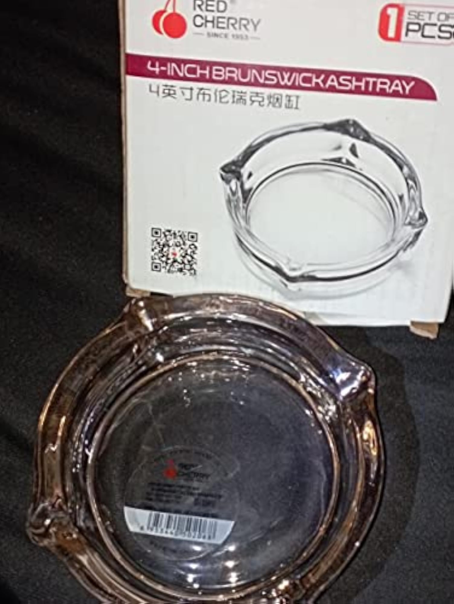 Crystal Clear Glass Ashtray, Elegant Tabletop Design