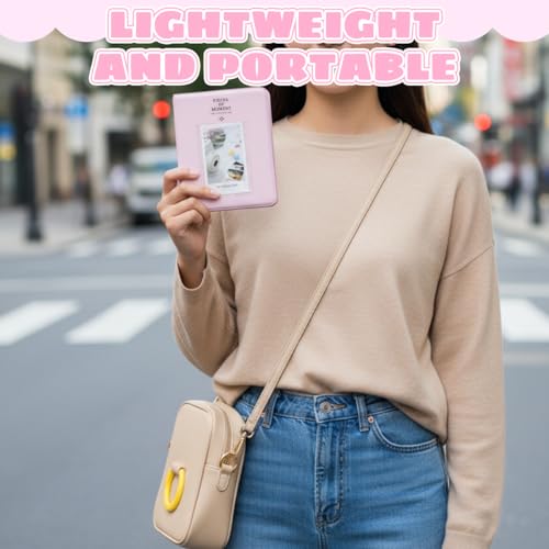 Image of ZIBUYU Small Photo Album for Fujifilm Instant Mini 12 11 9, 64 Pockets, Photo Album Book, Suitable for Instant Camera Film, Light Pink