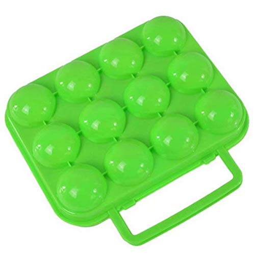 TIANTIAN 1PC 12 Grids Portable Egg Holder, Plastic Egg Carrier, Shockproof Egg Protector, for Outdoor Storage Picnic Use(Green)