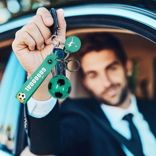 ZHAOYCSH 2 Pièces Porte-Clé Football en Silicone Souple - Pendentif Décoratif pour Sac à Main et Voiture - Accessoire Sportif Noir et Vert pour Fans de Football pour Hommes et Enfants – vue 7