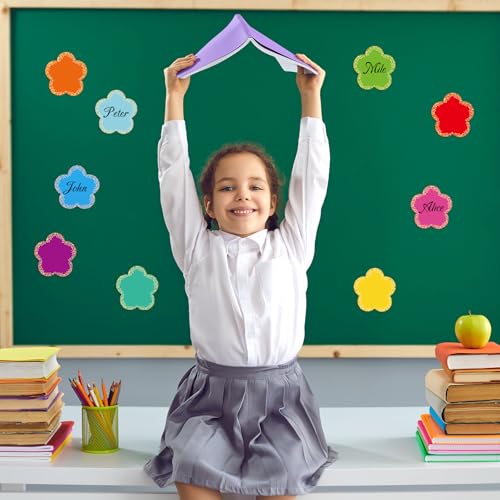 Image of Seajan 108 Pcs 3.5 Inch Confetti Flower Cutouts for Classroom | Paper Flower Cutouts, Back to School Small Bulletin Board Decoration, Assorted Colors Accent Decor, for DIY Craft