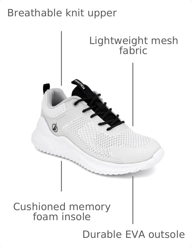 Image of Nautica Women's Casual Fashion Sneakers - Comfortable Walking Shoes with Knit Upper and Cushioned Support