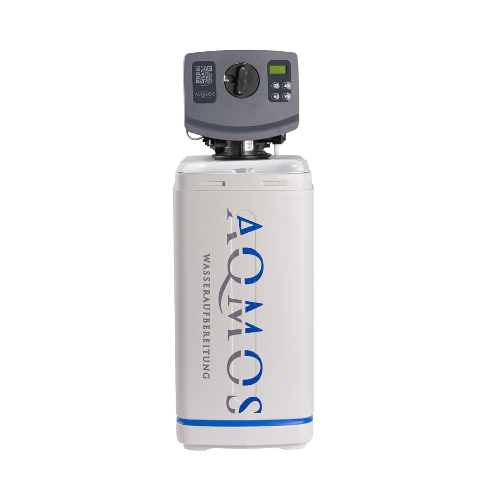 Aqmos R2D2-32 - Impianto di addolcimento dell'acqua con set di collegamento da 1” e blocco di montaggio da 1”, impianto di addolcimento dell'acqua per case fino a 5 persone, impianto anticalcare